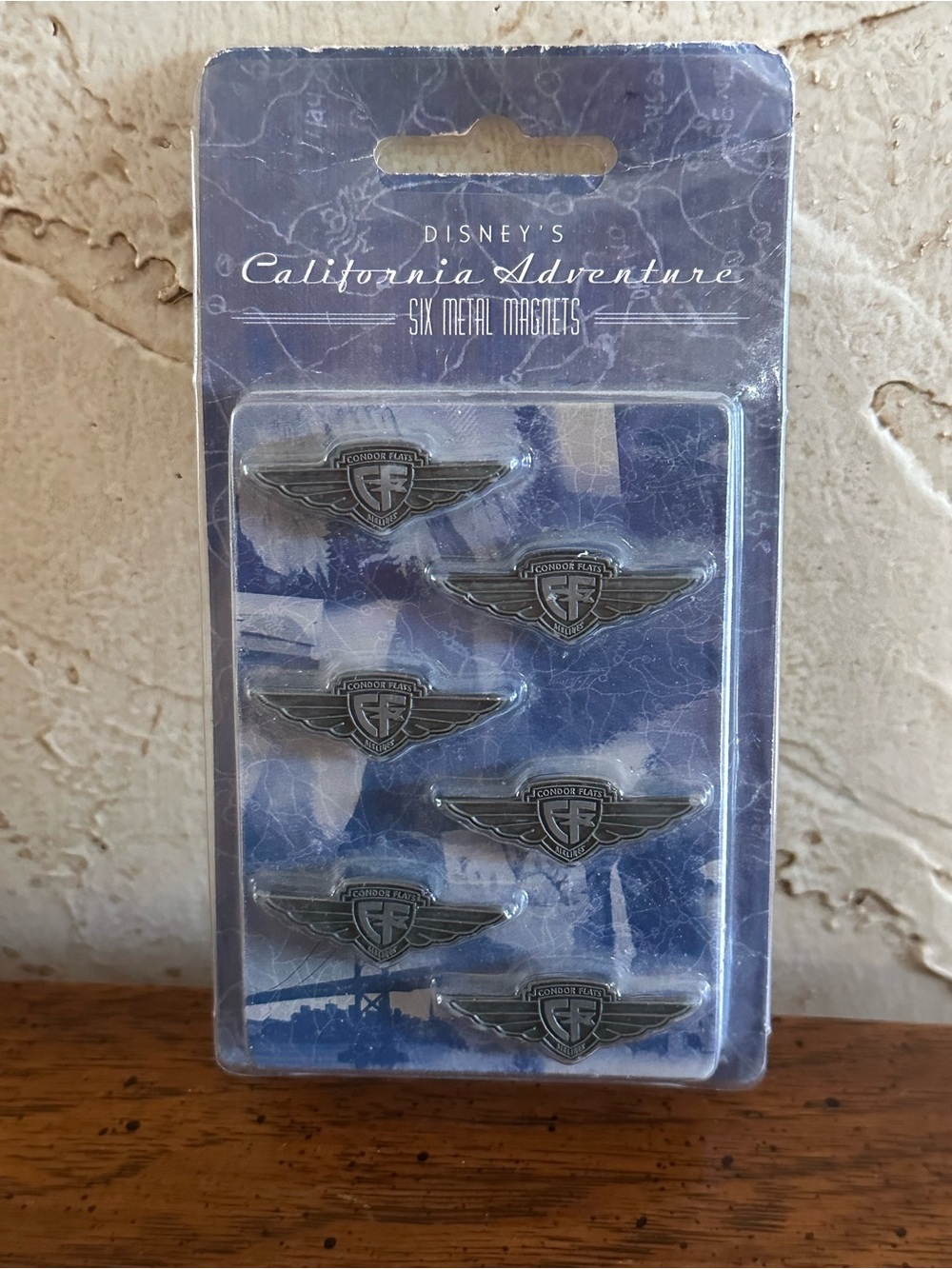 Disney’s California Adventure 6 Metal Magnets Condor Flats Aviator Wings NOS